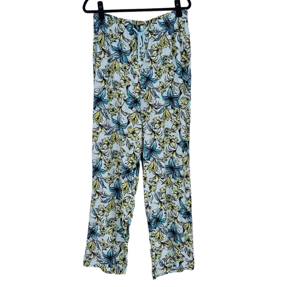 Beach Riot Blue Lagoon Tropical Flower Wide Leg Beach Pants Women's Size L Large
